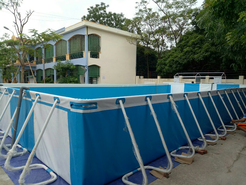 Lắp bể bơi bạt trắng xanh tại Cộng Hòa, Quốc Oai, Hà Nội