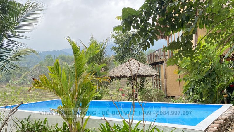 Hệ thống 5 bể bơi homestay Onsen Reatret – Xăm Khòe, Mai Châu