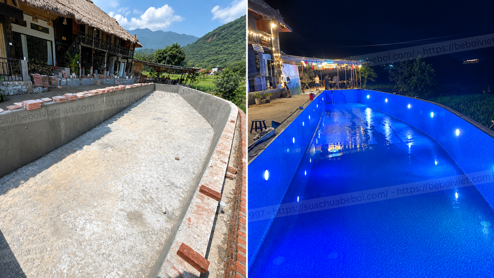 CÔNG TRÌNH BỂ BƠI LINER PVC – HOMESTAY MAI CHÂU SKY